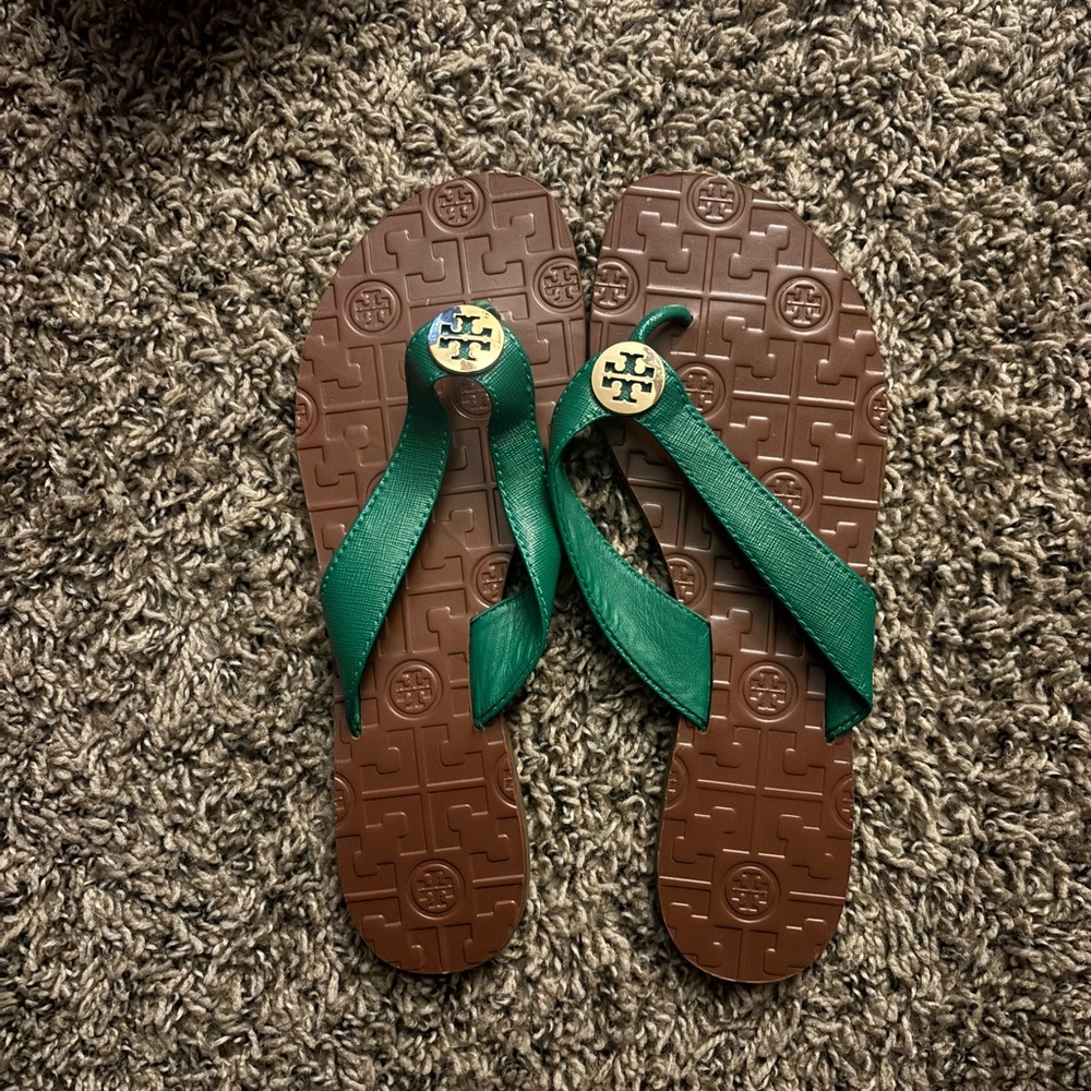 Tory Burch Green Flip Flops
